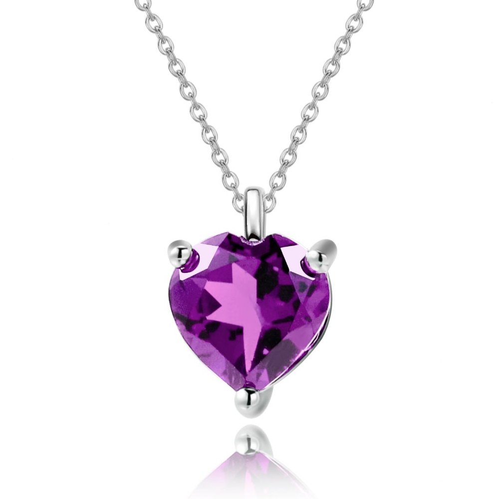 Natural Amethyst Gemstone Heart Pendant.